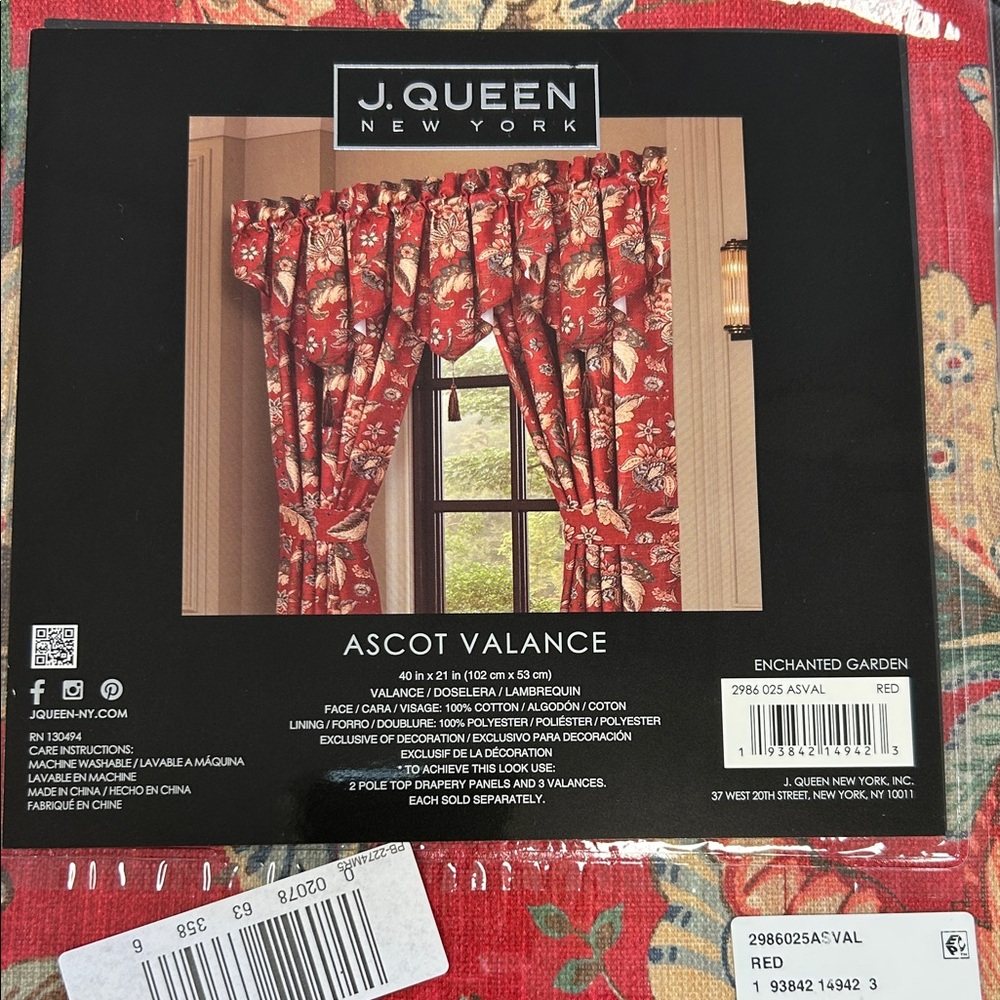 Red Floral Ascot Valance